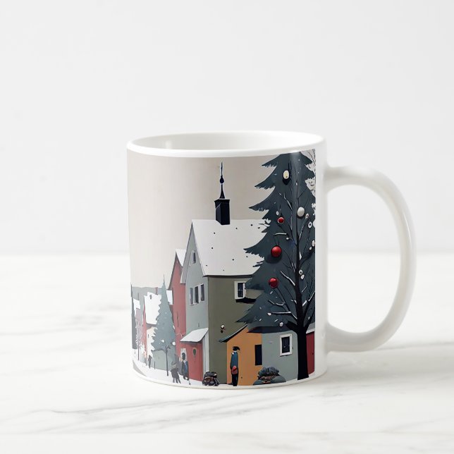 Schneedorf, zu Weihnachten dekoriert - Kaffee Tass Kaffeetasse (Rechts)