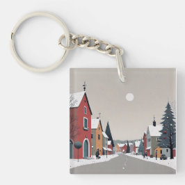 Schneedorf, zu Weihnachten dekoriert - Schlüsselan Schlüsselanhänger