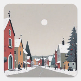 Schneedorf, zu Weihnachten dekoriert - Sticker
