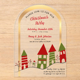 Schneedorf zu Weihnachten mattiert Acryleinladungen