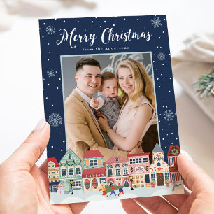 Schneedorflandschaft Frohe Weihnachten 2 Foto