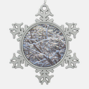 Schneeeiszweige im Winter Schneeflocken Zinn-Ornament