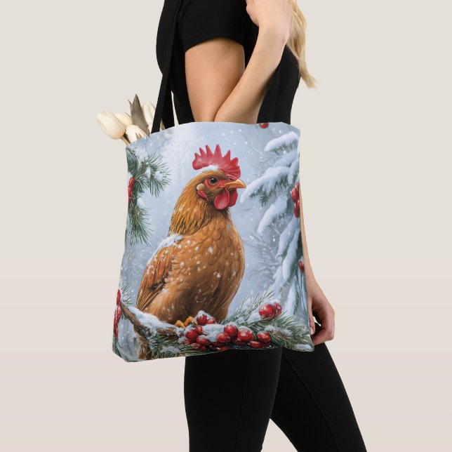 Schneeerlebnis mit Hühnchen Tasche (Von Nahem)