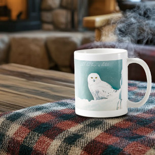Schneeeule Arktischer Winterhimmel Schnee Türkis Kaffeetasse