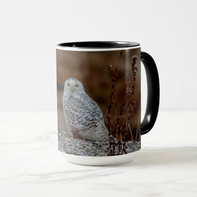 Schneeeule auf einem Felsen Tasse (VorderseiteRechts)