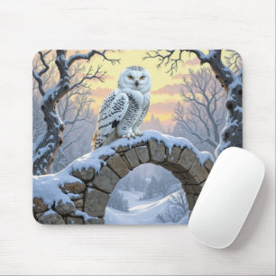 Schneeeule auf einem steinernen Bogen Mousepad