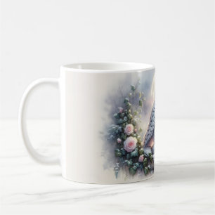 Schneeeule im mondbeschienenen Wintergarten Kaffeetasse