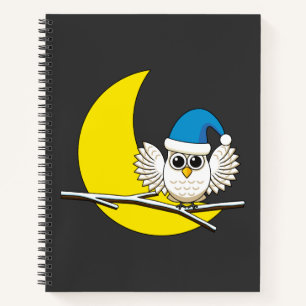 Schneeeule in der Winternacht des Neumonds Notizbuch