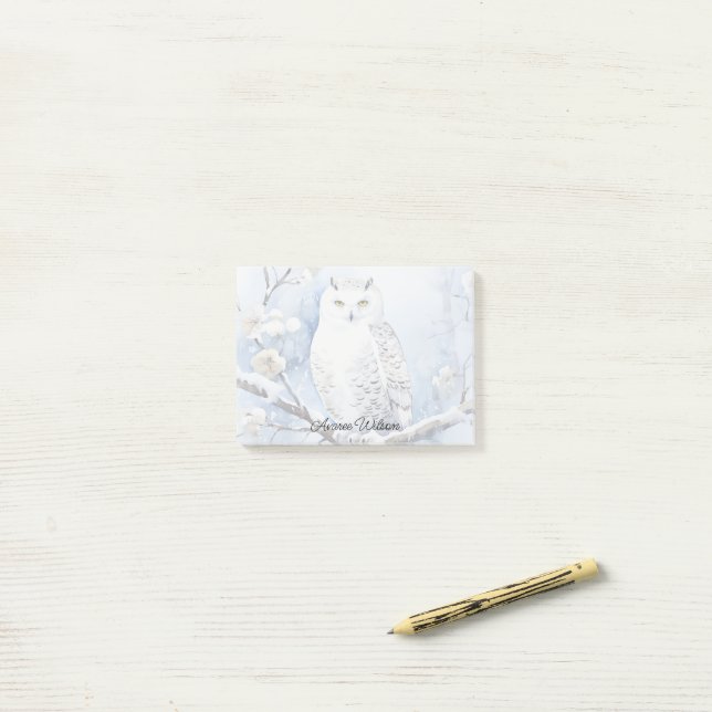 Schneeeule Post-it Klebezettel (Auf Schreibtisch)