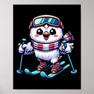 Schneeeule Ski fahren süße Eulen-Skifahrerin Poster