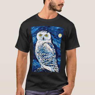Schneeeule Sternennacht T-Shirt