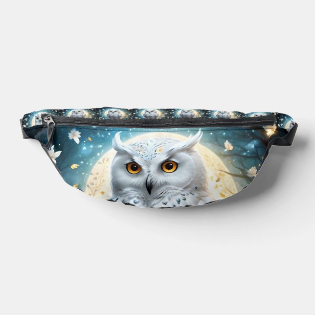 Schneeeule und Mond mit Funkeln, Bauchtasche (Ablage )