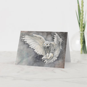 Schneeeulen-Aquarell-Wildlife-Kunst Karte