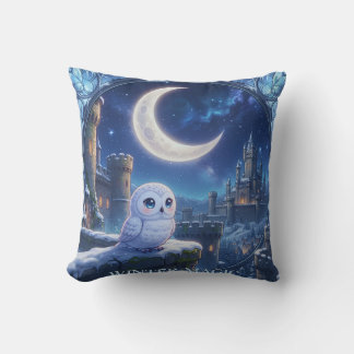Schneeeulen-Mond-Schloss-Kissen Kissen
