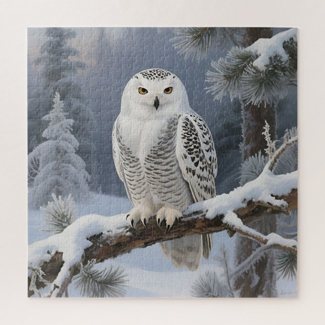 Schneeeulen-Winterporträt (Vertikal)
