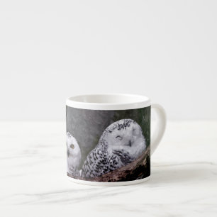 Schneeeulenpaar Wald Wildlife-Kunst Espressotasse