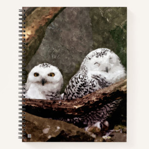 Schneeeulenpaar Wald Wildlife-Kunst Notizbuch