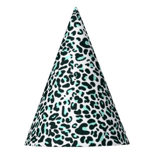 Schneefach Leopard Tierdruck in Minzfarbe Partyhütchen