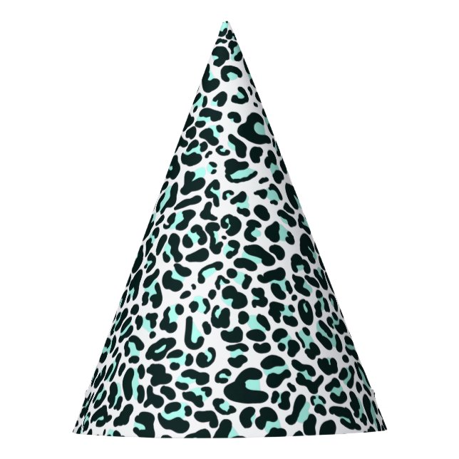 Schneefach Leopard Tierdruck in Minzfarbe Partyhütchen (Vorderseite)