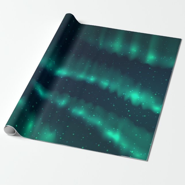 Schneefall Aurora Borealis - Nordlichter Kunstwerk Geschenkpapier (Ungerollt)