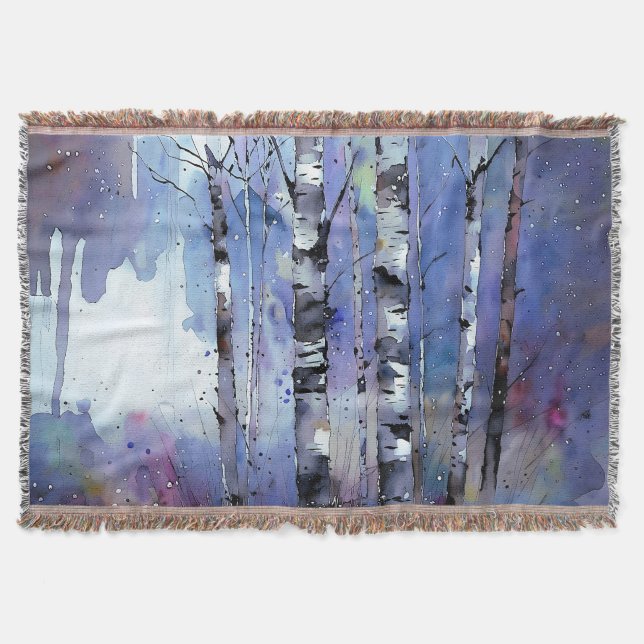 Schneefall in der verzauberten Birke Decke (Vorderseite)