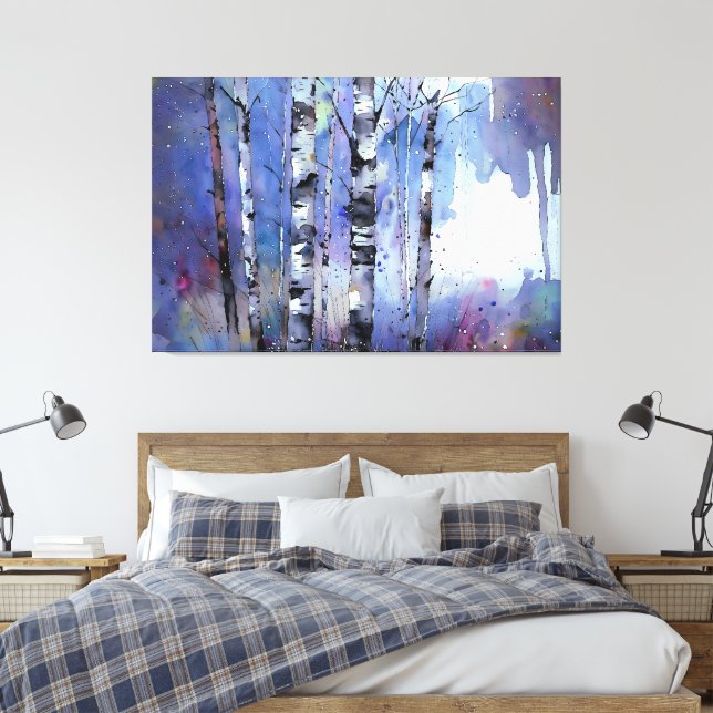 Schneefall in der verzauberten Birke Leinwanddruck (Insitu (Schlafzimmer))