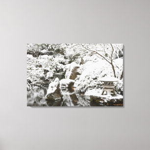 Schneefall in Portland Japanese Garden, 2 Leinwanddruck