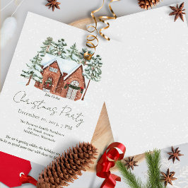 Schneefall Nordic Farmhouse Pines Weihnachts-Party Einladung