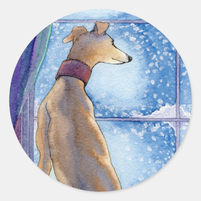 Schneefall Runder Aufkleber (Vorderseite)