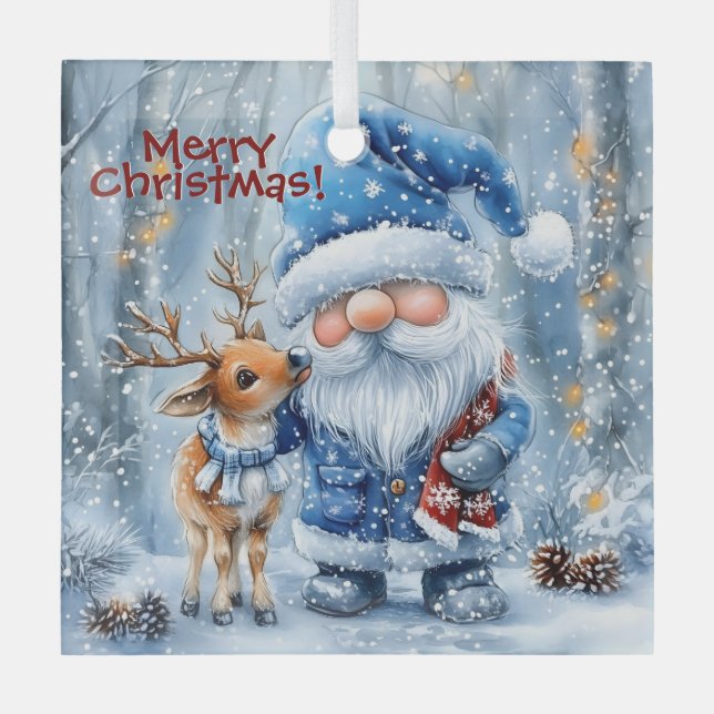 Schneefall & Scarlet Threads Ornament Aus Glas (Vorderseite)