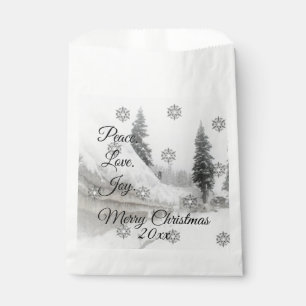 Schneefall Schneeflocken Schwarz-weiße Skizze Weih Geschenktütchen