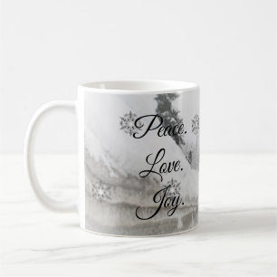 Schneefall Schneeflocken Schwarz-weiße Skizze Weih Kaffeetasse