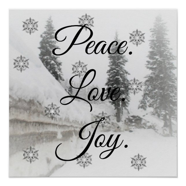 Schneefall Schneeflocken Schwarz-weiße Skizze Weih Poster (Vorderseite)