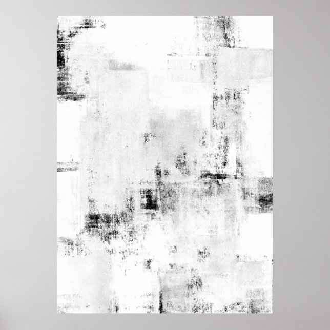 'Schneefall' Schwarz/Weiß Abstrakt Ar Poster (Vorne)