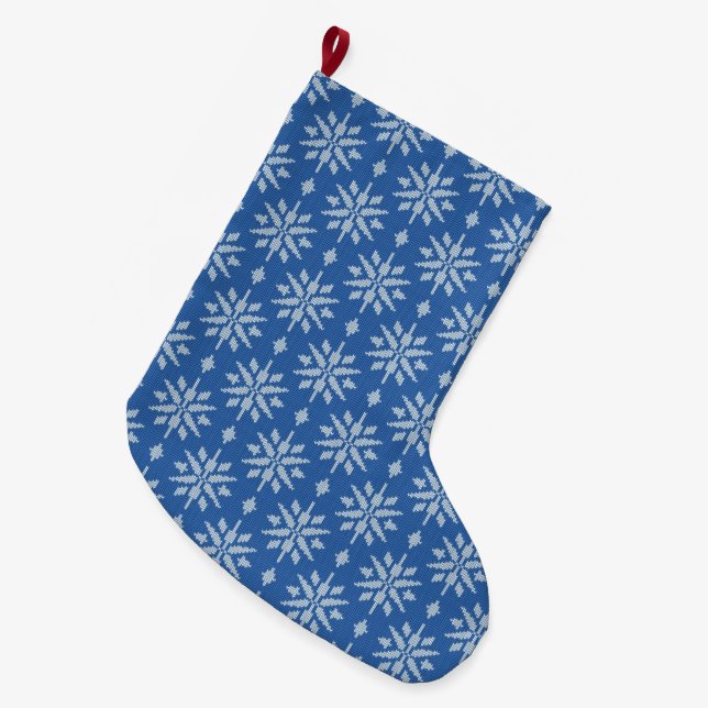 Schneefall Strick Großer Weihnachtsstrumpf (Vorderansicht (hängend))