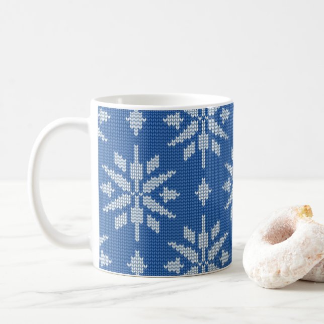 Schneefall Strick Kaffeetasse (Mit Donut)