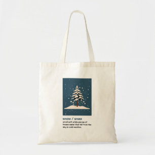 Schneefall und Kiefernbaum Tragetasche