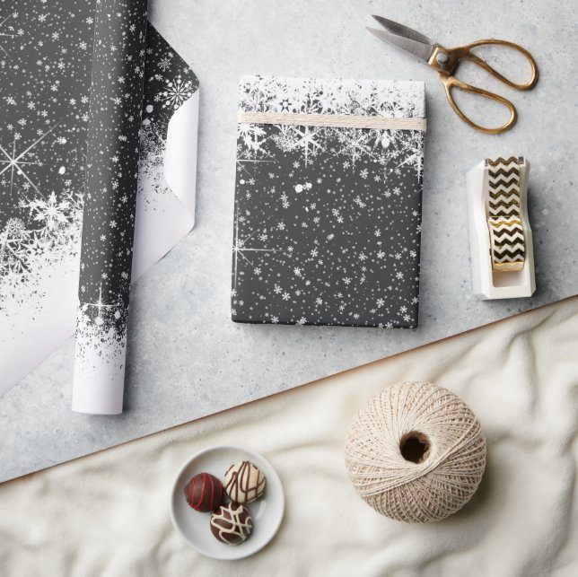 Schneefall und Schneebräder Weihnachts-ID728 Geschenkpapier (Kunsthandwerk)