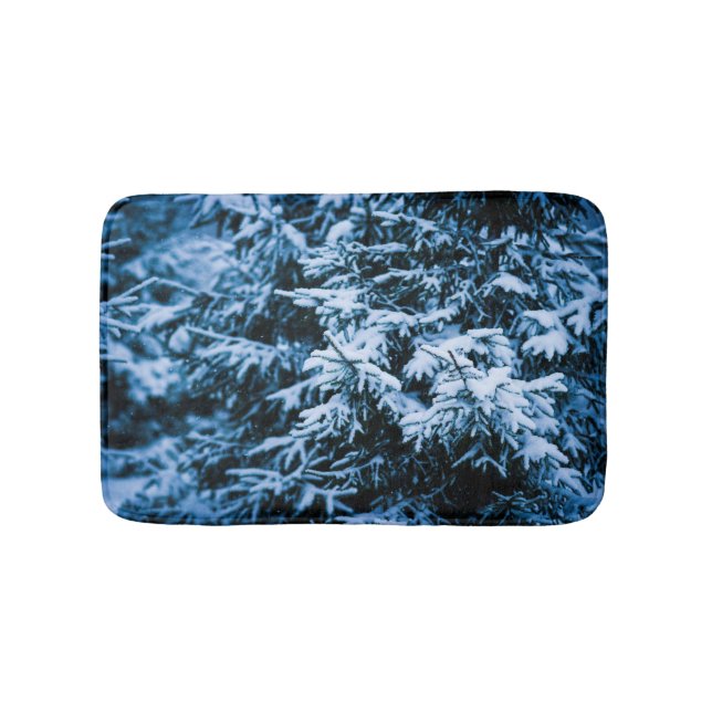 Schneefall Winter Weihnachtsbaum Badematte (Vorderseite)
