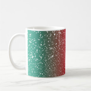 Schneefälle auf bunten Hintergrund, Kaffeetasse