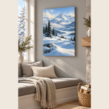 Schneefeld Blau Leinwanddruck