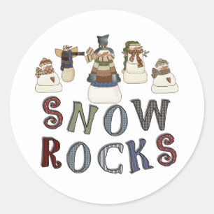 Schneefelsen Winter Snowmen Urlaub Runder Aufkleber