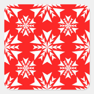 Schneeflocke 13 Rot Quadratischer Aufkleber