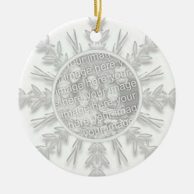 Schneeflocke-1. Weihnachtszusammen Foto-Verzierung Keramikornament (Vorne)