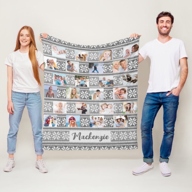 Schneeflocke 24 Foto Grau Weißer Pullover Personal Fleecedecke (Beispiel)