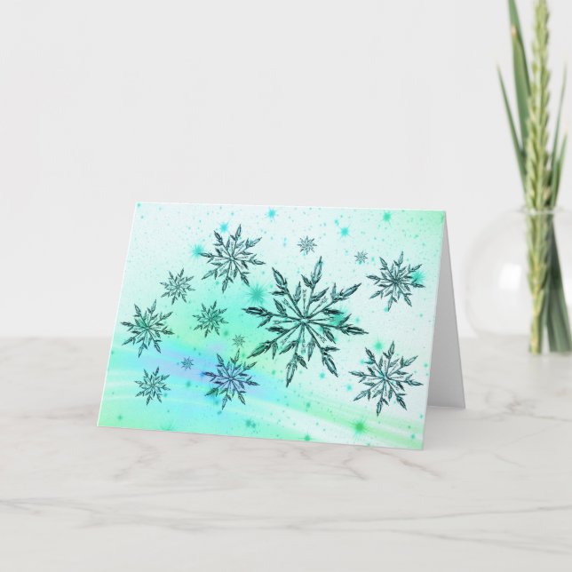 Schneeflocke aquamarin blaue Wintergrüßkarte Karte (Vorderseite)