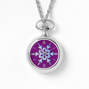 Schneeflocke auf Amethyst lila Armbanduhr