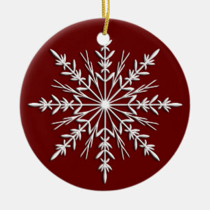 Schneeflocke auf dem Rot datiert Keramik Ornament