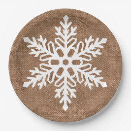 Schneeflocke auf Leinwand-Land-Art-Weihnachten Pappteller
