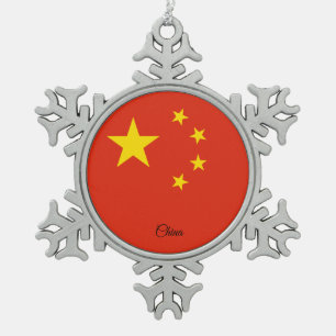 Schneeflocke aus China, chinesische Flagge Schneeflocken Zinn-Ornament